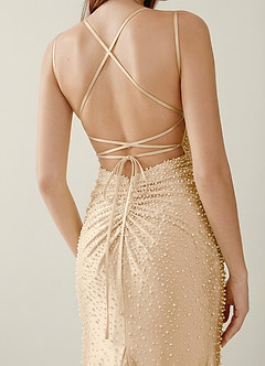 Sylvan Champagne V-neck Hot Rhinestones Corset Prom Dress image6