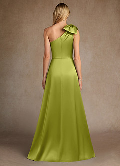 Azazie Easton Mère de la mariée Robes Robe Trapèze en Satin extensible Une épaule Citronnelle image3
