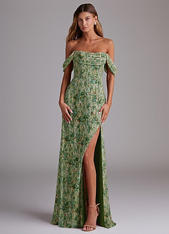 Azazie Saige Bridesmaid Dresses Meadow Bloom A-Line Off the Shoulder Chiffon Convertible Dress image1