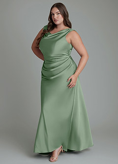 Azazie Kieryn Bridesmaid Dresses Matcha Mermaid Pleated Stretch Satin Dress image11