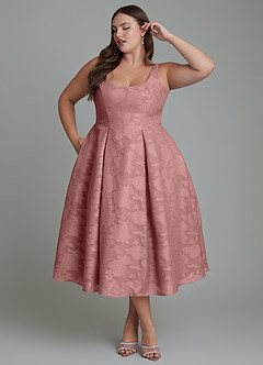 Azazie Amalie Robes de demoiselle d'honneur Robe Trapèze en Blumen-Burnout Plissé Rose Poussiéreuse image12