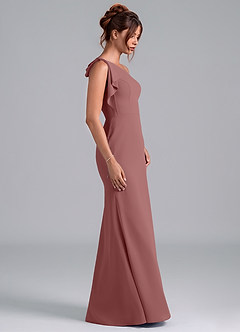 Azazie Rinna Bridesmaid Dresses Desert Rose Mermaid One Shoulder Chiffon Dress image5