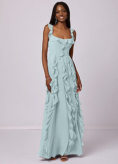 Barbie ♥ Azazie Bridesmaid Dresses Mist A-Line with Pockets Chiffon Dress image3