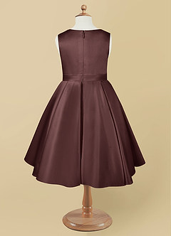 Azazie Coco Blumenmädchenkleider A-Linie Schleifen Matte Satin Kleid Espresso image6