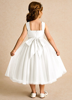 Azazie Dovey Flower Girl Dresses Ivory Ball-Gown Bow Tulle Dress image3