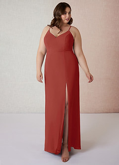 Azazie Blink Final Sale Vintage Mauve Sheath V-Neck Chiffon Dress image8