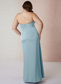 Azazie Mika Jurken voor bruidsmeisjes Jurk van Stretch Satijn met Kolom One-Shoulder Mystiek Blauw image9