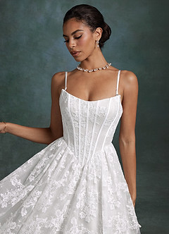 Azazie Brooklyn Wedding Dresses Diamond White Ball-Gown Strapless Lace Dress image8