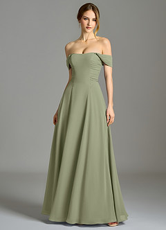Azazie Oasis Bridesmaid Dresses Pistachio A-Line with Pockets Chiffon Dress image1