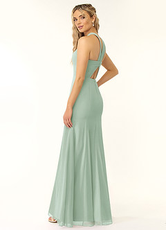 Azazie Rue Bridesmaid Dresses Agave A-Line Halter Chiffon Dress image4