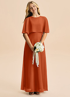 Azazie Maris Junior Abito A-Line in Chiffon Arancia Bruciata image4