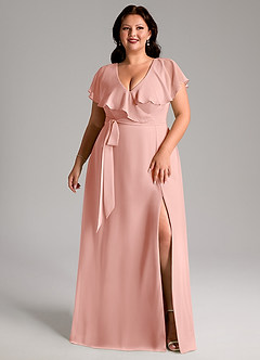 Azazie Lainey Bridesmaid Dresses Rosette A-Line with Pockets Chiffon Dress image10