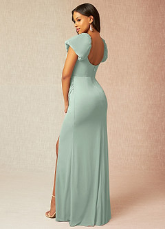 Azazie Tanya Bridesmaid Dresses Agave Mermaid Pleated Mesh Convertible Dress image4