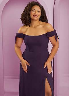 Barbie ♥ Azazie Bridesmaid Dresses Plum A-Line Off the Shoulder Chiffon Convertible Dress image5