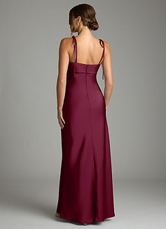 Azazie Ellia Bridesmaid Dresses Mulberry Sheath Bow Stretch Satin Dress image5