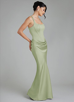 Azazie Etta Robes de demoiselle d'honneur Robe Sirène en Satin extensible Corset Vert Sauge image6