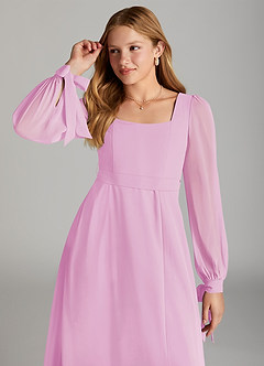 Azazie Leonia Junior Candy Pink A-Line with Pockets Chiffon Dress image5