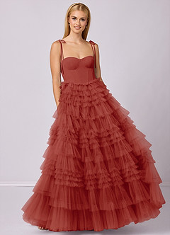 Barbie ♥ Azazie Bridesmaid Dresses Terracotta A-Line Sweetheart Neckline Tulle Dress image4