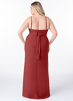 Azazie Mai Bridesmaid Dresses Rust Sheath Pleated Chiffon Dress image8