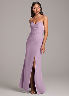 Azazie Yola Jurken voor bruidsmeisjes Converteerbaar Jurk van Chiffon met Kolom Geplooid Blauweregen image3