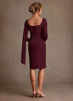 Azazie Merian Suknie dla Matki Panny Młodej Kolumna Pofałdowany Rozciągliwy Krep Długość do kolan Sukienka image2