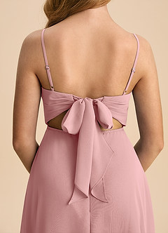 Azazie Shale Junior Dusty Rose A-Line Bow Chiffon Dress image7