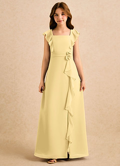 Azazie Soso Girls Formal Flower Girl Klänningar Klänning A-Line i Chiffong Plisserad image3