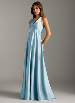 Azazie Tessie Bridesmaid Dresses Sky Blue A-Line Pleated Stretch Satin Dress image5