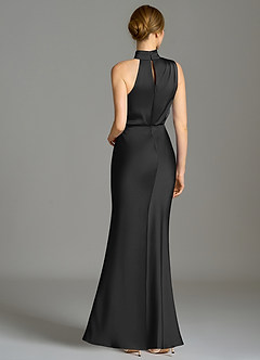 Azazie Brylie Bridesmaid Dresses Black Mermaid Pleated Stretch Satin Dress image2