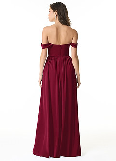 Azazie Morana Bridesmaid Dresses Burgundy A-Line Off the Shoulder Stretch Satin Convertible Dress image3