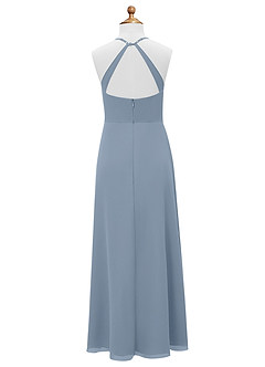 Azazie Davis Junior Jurk van Chiffon met A-Lijn Stoffig Blauw image8