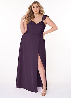 Azazie Everett Bridesmaid Dresses Plum A-Line V-neck Ruched Chiffon Dress image6