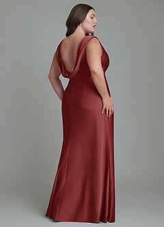 Azazie Kieryn Bridesmaid Dresses Terracotta Mermaid Pleated Stretch Satin Dress image8