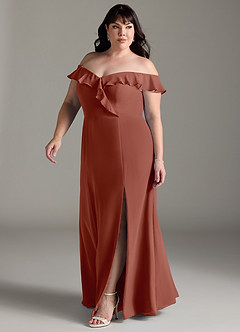 Azazie Sophie Bridesmaid Dresses Auburn A-Line Off the Shoulder Chiffon Convertible Dress image8
