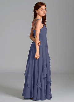 Azazie Karan Junior Robe Trapèze en Mousseline de soie Bleu Orageux image6