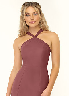 Azazie Rue Brautjungfernkleider A-Linie Halter Chiffon Kleid Amethyst image6