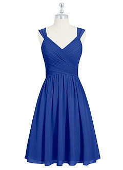 Azazie Angie Brautjungfernkleider A-Linie Korsett Chiffon Kleid Königsblau image7