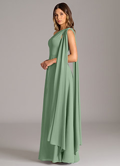 Azazie Tella Bridesmaid Dresses Matcha A-Line One Shoulder Chiffon Dress image5
