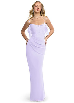 Azazie Jasmine Bridesmaid Dresses Lilac Sheath Side Slit Chiffon Dress image1