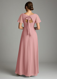 Azazie Kimber Vestidos de damas de honor Vestido de Rosa Polvorienta de Gasa de Corte en A con Manga volante image3