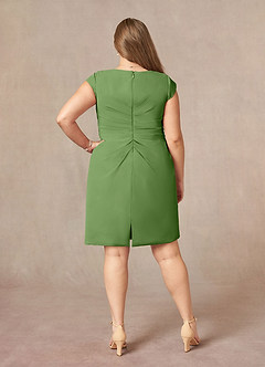 Azazie Nola Mère de la mariée Robes Robe Fourreau en Mousseline de soie Col en V Plissé Basilic image7