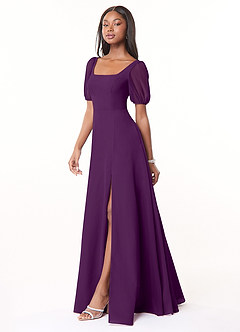 Azazie Alani Brautjungfernkleider A-Linie Quadratischer Ausschnitt Chiffon Kleid Traube image3