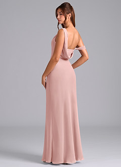 Azazie Madelyn Bridesmaid Dresses Powder Pink Mermaid One Shoulder Chiffon Convertible Dress image6