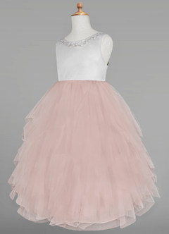 Azazie Redondo Flower Girl Dresses Ball-Gown Embroidered Tulle Knee-Length Dress image7