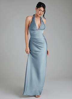 Azazie Torrance Bridesmaid Dresses Dusty Blue Mermaid Corset Stretch Satin Dress image5