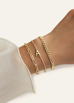 front 3-teiliges Armbandset mit Initialen zum Stapeln