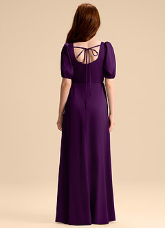 Azazie Briar Junior A-Linie Schleifen Stretch-Satin Kleid Traube image2