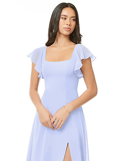 Azazie Bondi Brautjungfernkleider A-Linie Gestreift Chiffon Kleid Lavendel image4