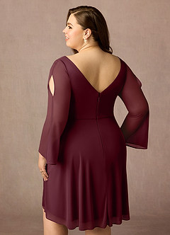 Azazie Teraso Mother of the Bride Dresses Cabernet A-Line Pleated Mesh Dress image15