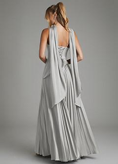 Azazie Stephanie Bridesmaid Dresses Silver A-Line Corset Stretch Satin Dress image9